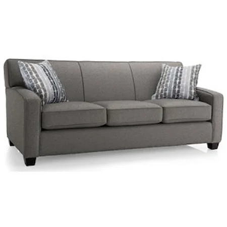 Contemporary Stationary Sofa with Accent Pillows